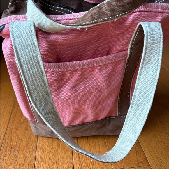 Pink and Brown Lands End Tote Bag - Picture 8 of 9